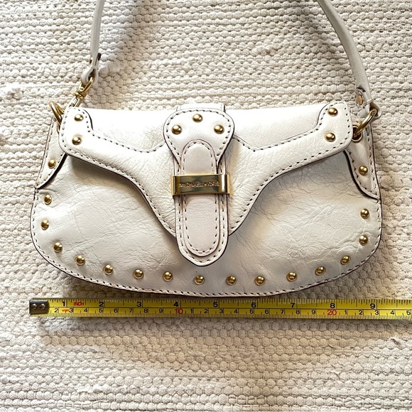 Michael Kors Vanilla Leather Berkley Wristlet Studded Handbag Cellphone Bag - Picture 8 of 11